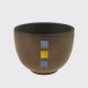 Handmade egg shaped Jianshui clay cup with Mei Leaf Blue & Yellow square design. Perfect for the Dragon Egg and Dome Jianshui teapots.