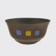 Handmade Jianshui clay cup with Mei Leaf Blue & Yellow square design. Perfect for the Big Bottom Jianshui teapots.