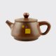 Handmade big bottom Jianshui clay teapot with Mei Leaf Blue & Yellow square design.